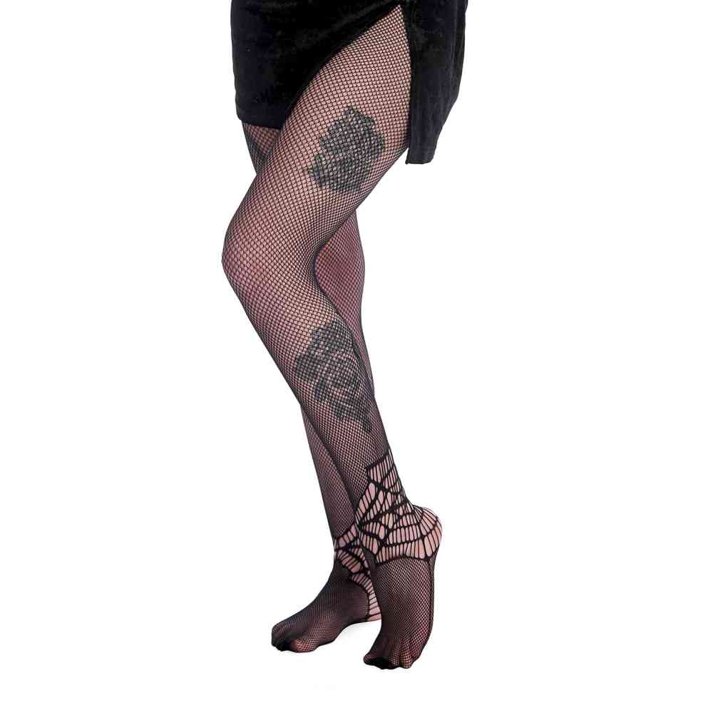 Banned - Cobwebs Fishnet Collants - Noir